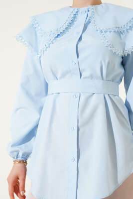 Bebe Yaka Dantelli Gömlek Bebe Mavi - 500-700 TL Ürünler