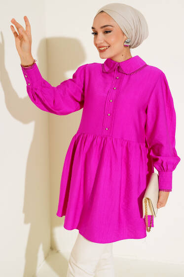 Bebe Yaka Dantelli Tunik Menekşe - Tunik