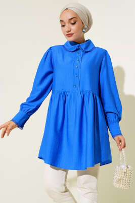 Bebe Yaka Dantelli Tunik Saks - 500-700 TL Ürünler