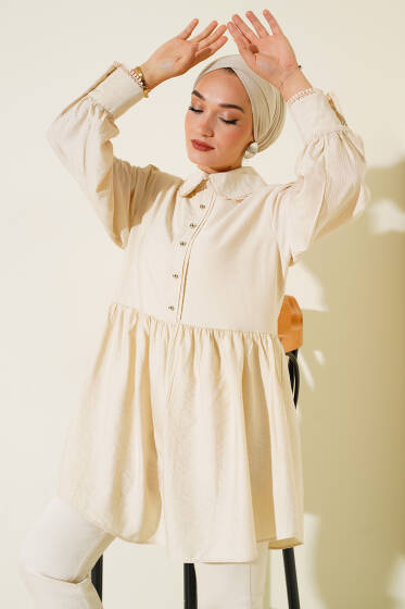 Bebe Yaka Dantelli Tunik Taş - Tunik