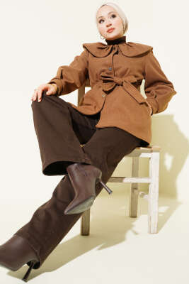 Bebe Yaka Detaylı Kaşe Kaban Taba - Kaban