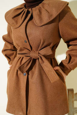 Bebe Yaka Detaylı Kaşe Kaban Taba - Kaban