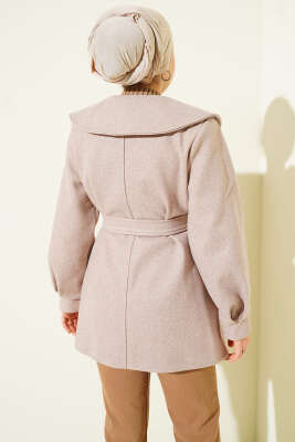 Bebe Yaka Detaylı Kaşe Kaban Vizon - Kaban