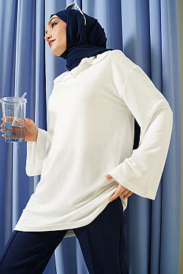 Bebe Yaka Detaylı Tunik Beyaz - SAS