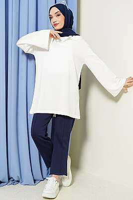 Bebe Yaka Detaylı Tunik Beyaz - Tunik