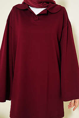 Bebe Yaka Detaylı Tunik Bordo - Tunik