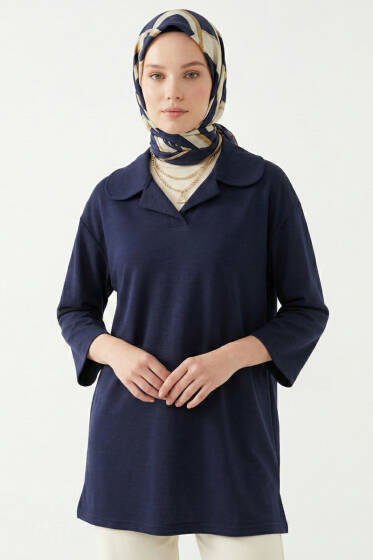 Bebe Yaka Detaylı Tunik Lacivert - Tunik