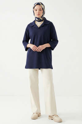 Bebe Yaka Detaylı Tunik Lacivert - Tunik