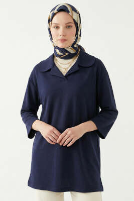 Bebe Yaka Detaylı Tunik Lacivert - SAS