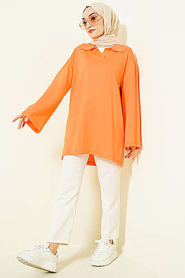 Bebe Yaka Detaylı Tunik Oranj - Tunik