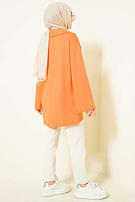 Bebe Yaka Detaylı Tunik Oranj - Tunik
