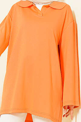 Bebe Yaka Detaylı Tunik Oranj - Tunik