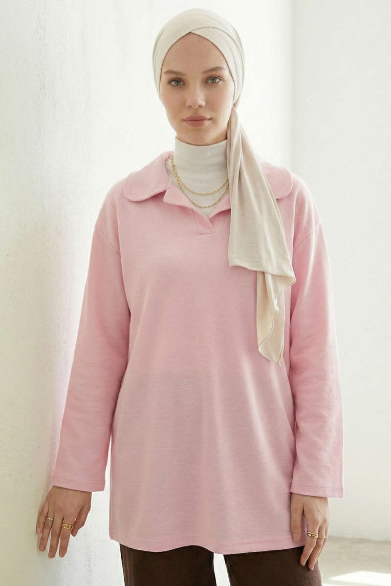 Bebe Yaka Detaylı Tunik Pembe
