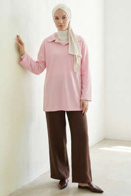 Bebe Yaka Detaylı Tunik Pembe - Tunik