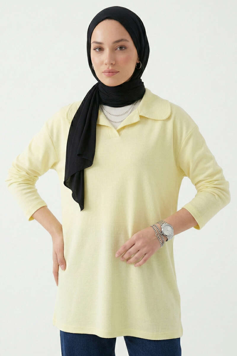 Bebe Yaka Detaylı Tunik Sarı