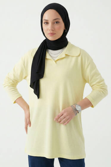 Bebe Yaka Detaylı Tunik Sarı - Yılın Fırsatı