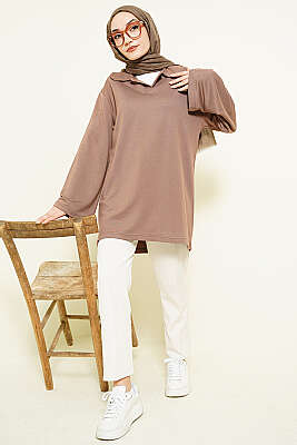 Bebe Yaka Detaylı Tunik Vizon - Tunik