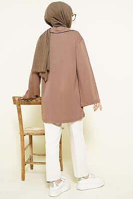 Bebe Yaka Detaylı Tunik Vizon - Tunik