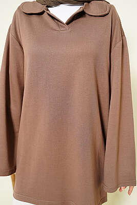 Bebe Yaka Detaylı Tunik Vizon - Tunik