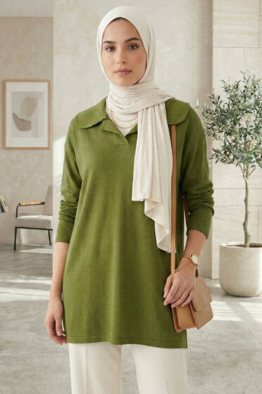 Bebe Yaka Detaylı Tunik Yeşil - Yılın Fırsatı