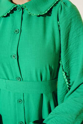 Bebe Yaka Düğmeli Elbise Benetton - Thumbnail