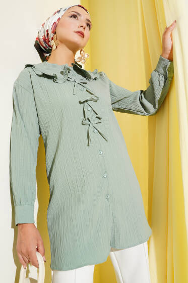 Bebe Yaka Fiyonklu Gömlek Çağla Yeşili - Gömlek