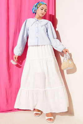 Bebe Yaka Fiyonklu Kısa Gömlek Bebe Mavi - 300-500 TL Ürünler