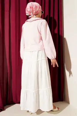 Bebe Yaka Fiyonklu Kısa Gömlek Pembe - Gömlek