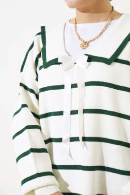 Bebe Yaka Fiyonklu Triko İkili Takım Zümrüt - Triko İkili Takım