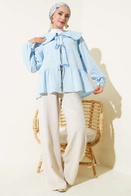 Bebe Yaka İp Bağlamalı Kimono Bebe Mavi - 500-700 TL Ürünler