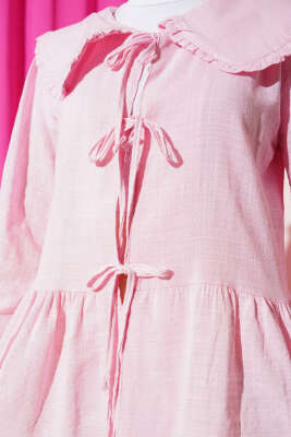 Bebe Yaka İp Bağlamalı Kimono Pembe - 500-700 TL Ürünler