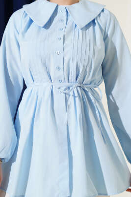 Bebe Yaka İp Kuşaklı Gömlek Bebe Mavi - 300-500 TL Ürünler