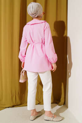 Bebe Yaka İp Kuşaklı Gömlek Pembe - 300-500 TL Ürünler