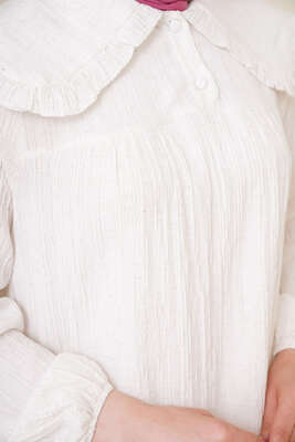 Bebe Yaka Keten Takım Ekru - İKİLİ TAKIM