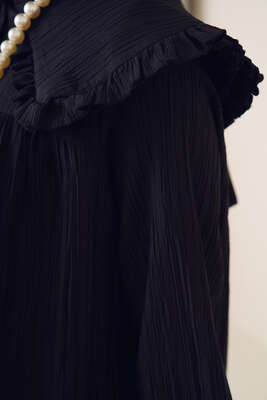 Bebe Yaka Keten Takım Siyah - İKİLİ TAKIM