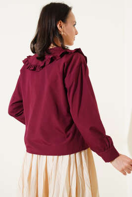 Bebe Yaka Kurdele Detaylı Gömlek Bordo - 300-500 TL Ürünler