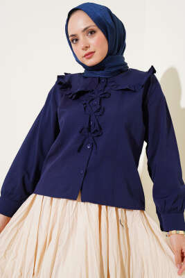 Bebe Yaka Kurdele Detaylı Gömlek Lacivert - 300-500 TL Ürünler