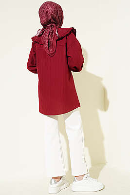 Bebe Yaka Kurdeleli Tunik Bordo - Tunik