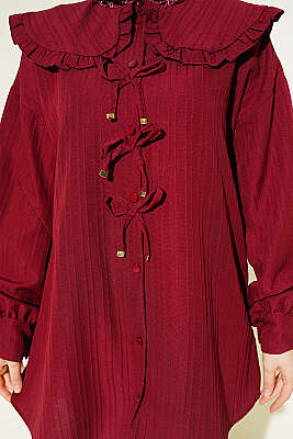 Bebe Yaka Kurdeleli Tunik Bordo - Tunik
