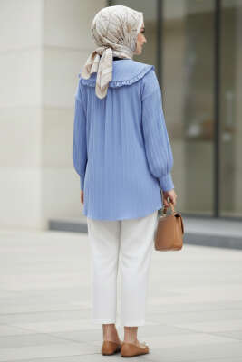 Bebe Yaka Kurdeleli Tunik Mavi - Tunik