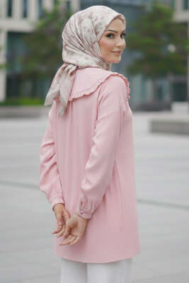 Bebe Yaka Kurdeleli Tunik Pembe - Tunik