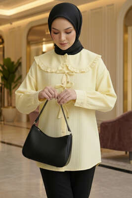 Bebe Yaka Kurdeleli Tunik Sarı - TABLO FASHİON