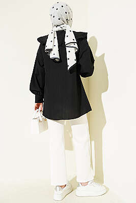 Bebe Yaka Kurdeleli Tunik Siyah - Tunik