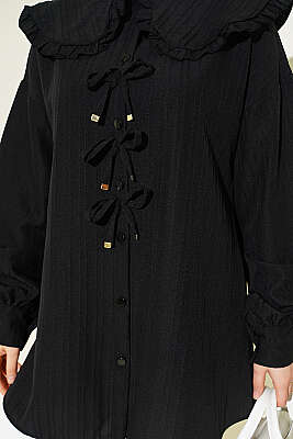 Bebe Yaka Kurdeleli Tunik Siyah - Tunik