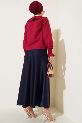 Bebe Yaka Nakışlı Bağlamalı Bluz Bordo - 500-700 TL Ürünler