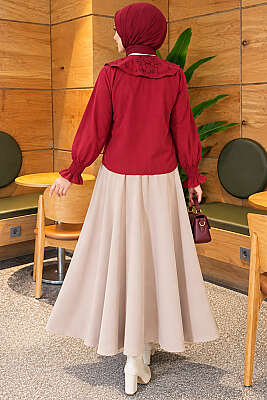 Bebe Yaka Nakışlı Bağlamalı Bluz Bordo - 500-700 TL Ürünler