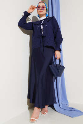 Bebe Yaka Nakışlı Bağlamalı Bluz Lacivert - 500-700 TL Ürünler