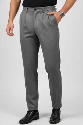 Bel Arkası Lastikli Kumaş Erkek Pantolon Antrasit - Erkek Pantolon