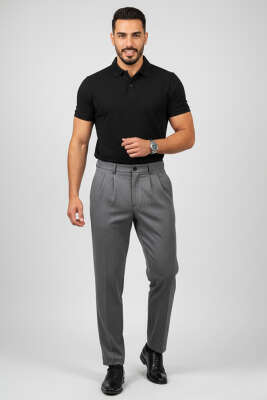 Bel Arkası Lastikli Kumaş Erkek Pantolon Antrasit - Erkek Pantolon