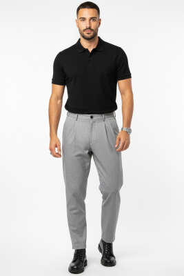 Bel Arkası Lastikli Kumaş Erkek Pantolon Gri - Erkek Pantolon